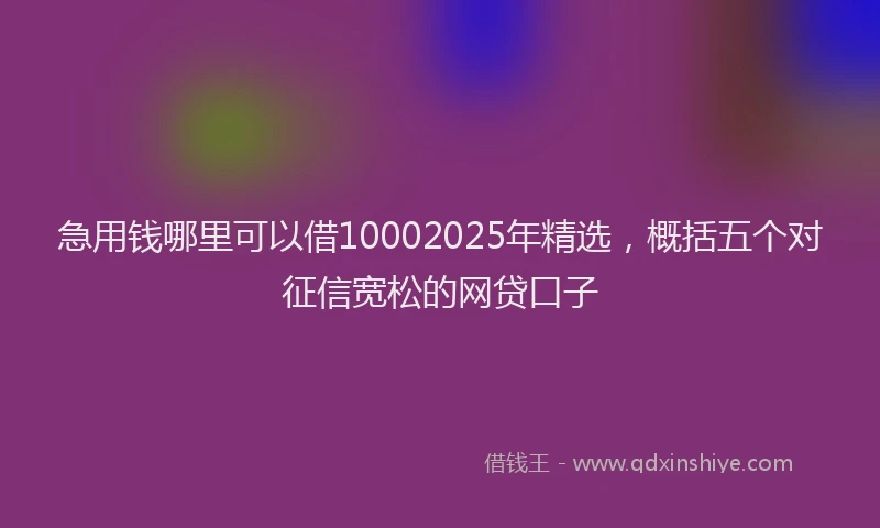 急用钱哪里可以借10002025年精选，概括五个对征信宽松的网贷口子