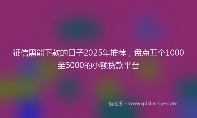 征信黑能下款的口子2025年推荐，盘点五个1000至5000的小额贷款平台