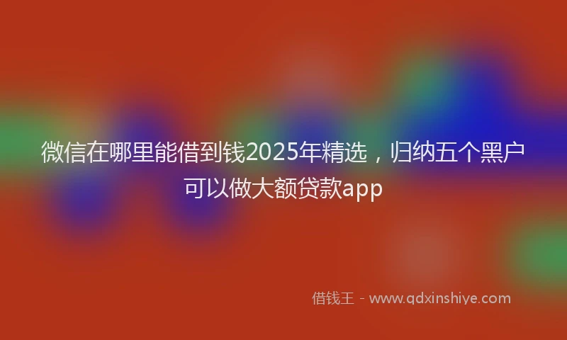 微信在哪里能借到钱2025年精选，归纳五个黑户可以做大额贷款app