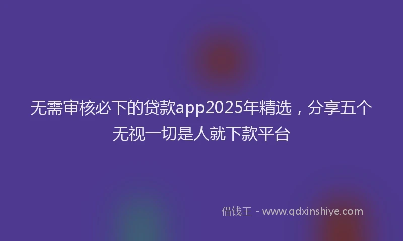 无需审核必下的贷款app2025年精选，分享五个无视一切是人就下款平台