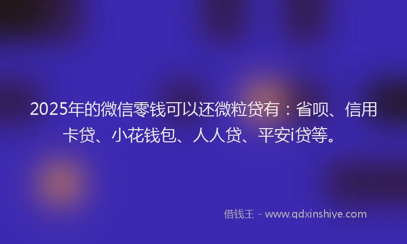 2025年的微信零钱可以还微粒贷有：省呗、信用卡贷、小花钱包、人人贷、平安i贷等。