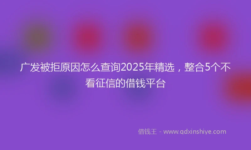 广发被拒原因怎么查询2025年精选，整合5个不看征信的借钱平台