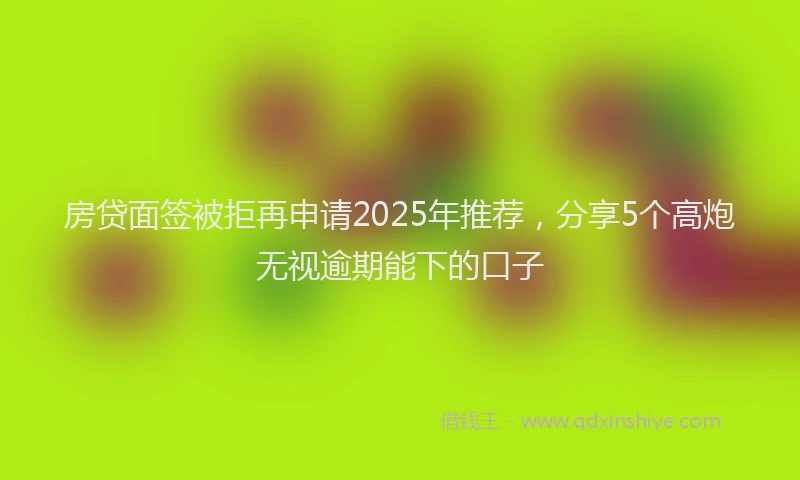房贷面签被拒再申请2025年推荐，分享5个高炮无视逾期能下的口子