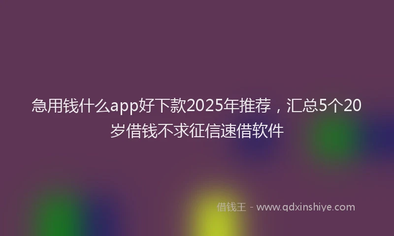 急用钱什么app好下款2025年推荐，汇总5个20岁借钱不求征信速借软件