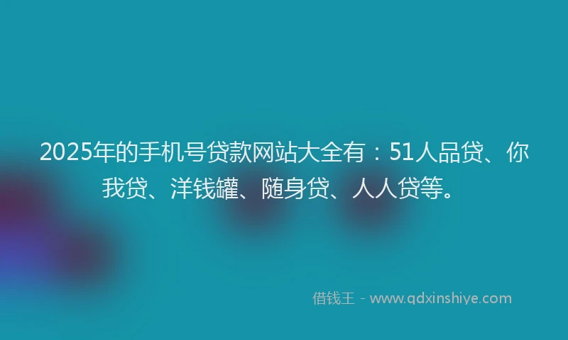 2025年的手机号贷款网站大全有：51人品贷、你我贷、洋钱罐、随身贷、人人贷等。