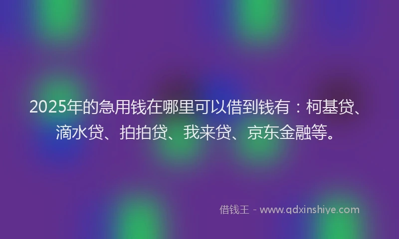 2025年的急用钱在哪里可以借到钱有：柯基贷、滴水贷、拍拍贷、我来贷、京东金融等。