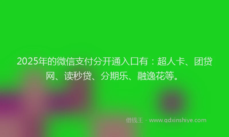 2025年的微信支付分开通入口有：超人卡、团贷网、读秒贷、分期乐、融逸花等。
