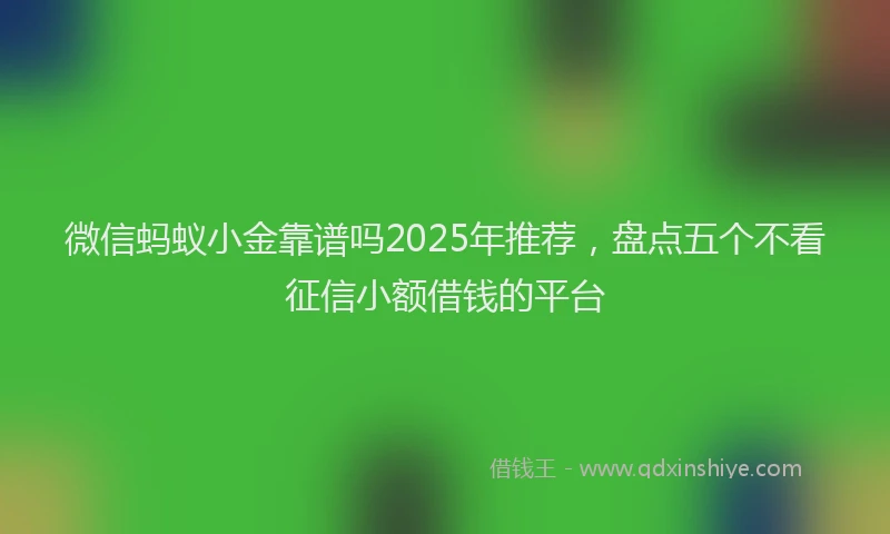 微信蚂蚁小金靠谱吗2025年推荐，盘点五个不看征信小额借钱的平台