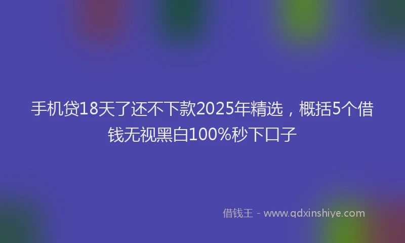 手机贷18天了还不下款2025年精选，概括5个借钱无视黑白100%秒下口子