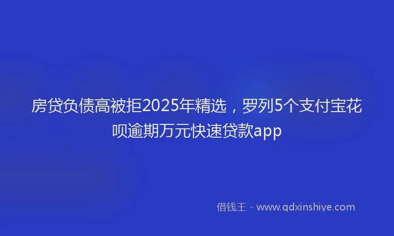 房贷负债高被拒2025年精选，罗列5个支付宝花呗逾期万元快速贷款app
