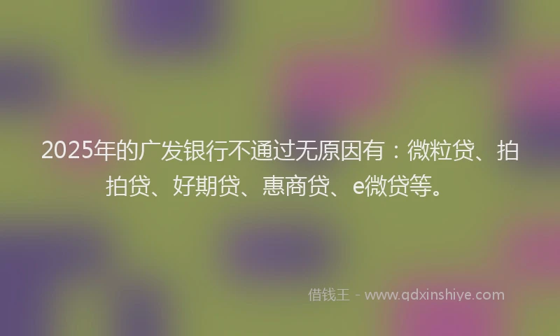 2025年的广发银行不通过无原因有：微粒贷、拍拍贷、好期贷、惠商贷、e微贷等。