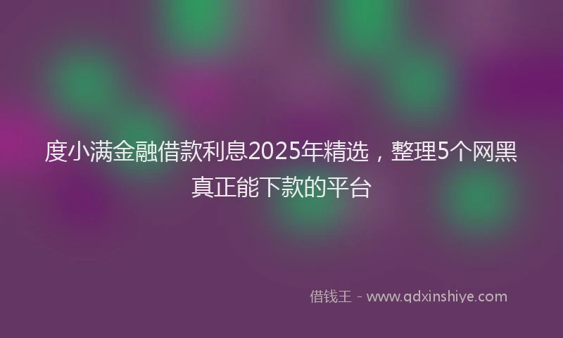 度小满金融借款利息2025年精选，整理5个网黑真正能下款的平台
