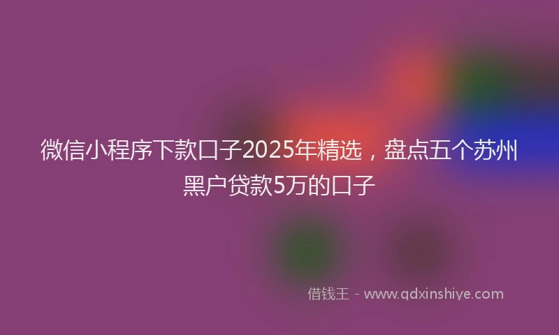微信小程序下款口子2025年精选，盘点五个苏州黑户贷款5万的口子