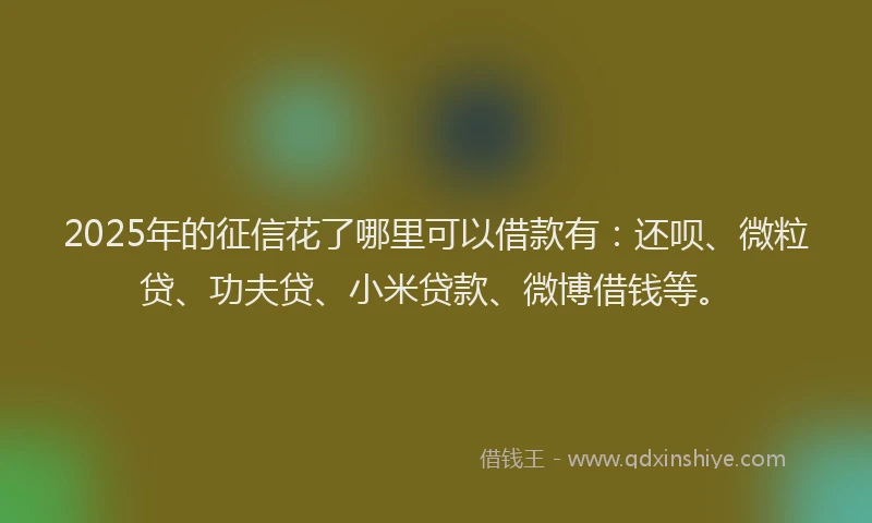 2025年的征信花了哪里可以借款有：还呗、微粒贷、功夫贷、小米贷款、微博借钱等。