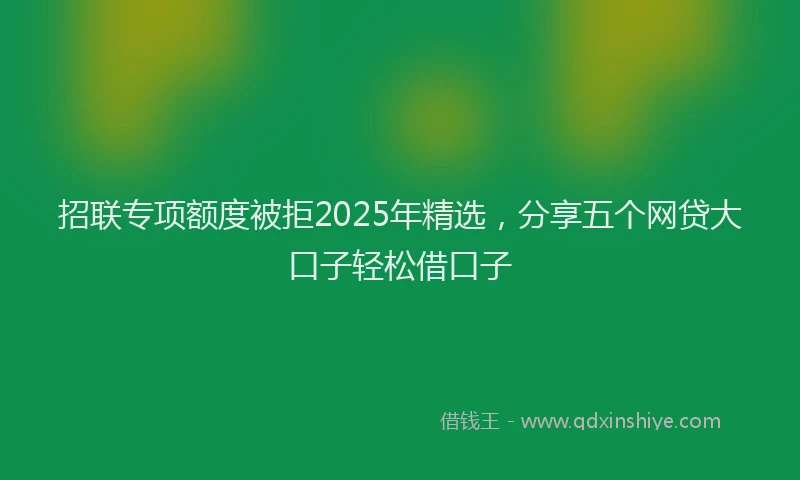 招联专项额度被拒2025年精选，分享五个网贷大口子轻松借口子