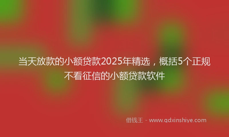 当天放款的小额贷款2025年精选，概括5个正规不看征信的小额贷款软件