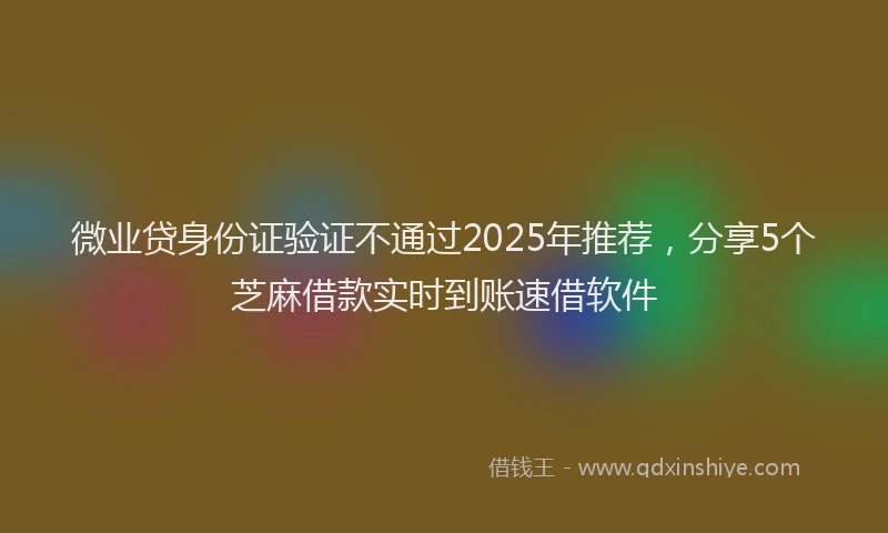 微业贷身份证验证不通过2025年推荐，分享5个芝麻借款实时到账速借软件