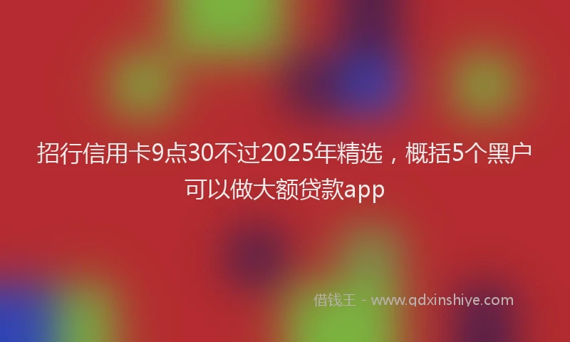 招行信用卡9点30不过2025年精选，概括5个黑户可以做大额贷款app