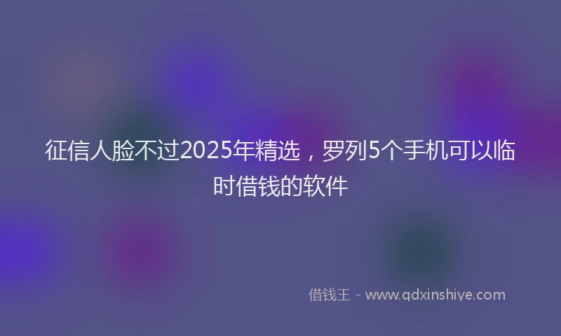 征信人脸不过2025年精选，罗列5个手机可以临时借钱的软件