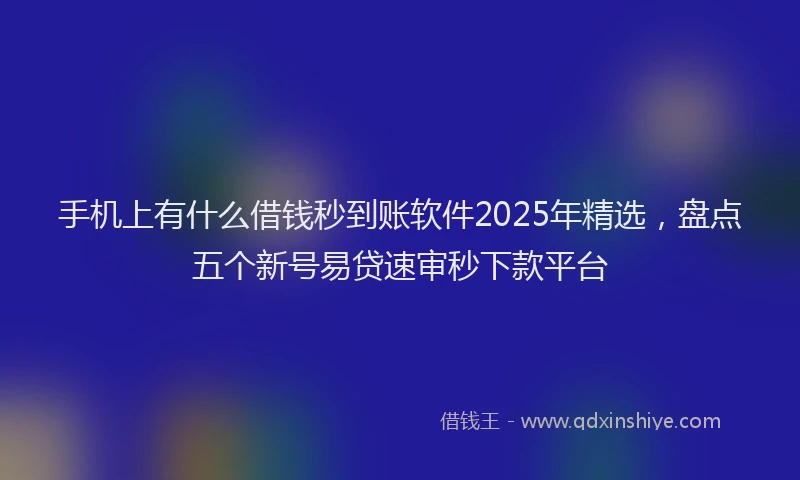 手机上有什么借钱秒到账软件2025年精选，盘点五个新号易贷速审秒下款平台