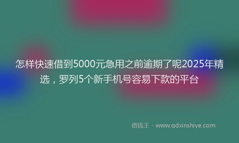怎样快速借到5000元急用之前逾期了呢2025年精选，罗列5个新手机号容易下款的平台
