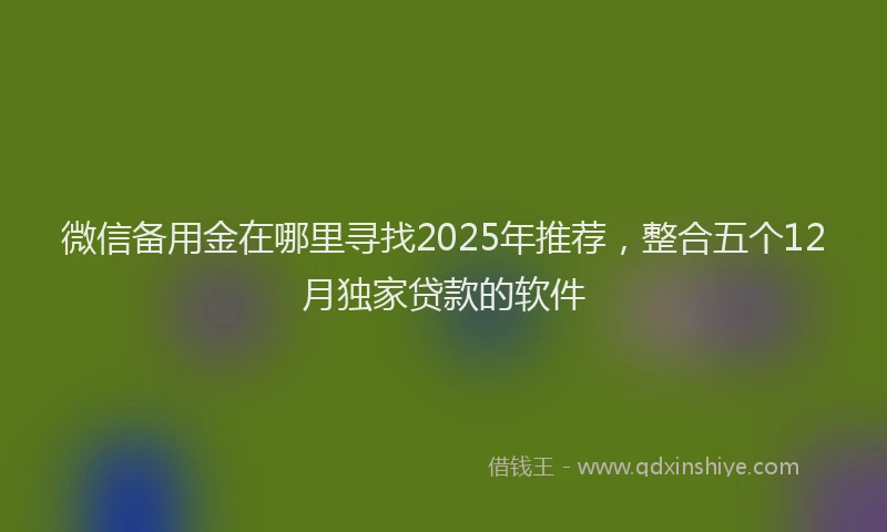 微信备用金在哪里寻找2025年推荐，整合五个12月独家贷款的软件