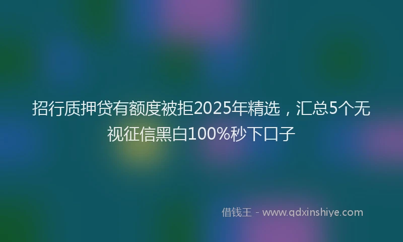 招行质押贷有额度被拒2025年精选，汇总5个无视征信黑白100%秒下口子