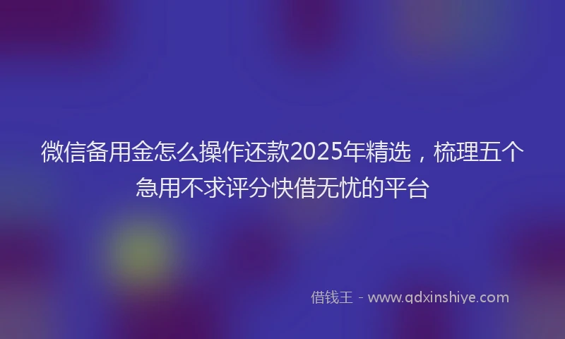 微信备用金怎么操作还款2025年精选，梳理五个急用不求评分快借无忧的平台