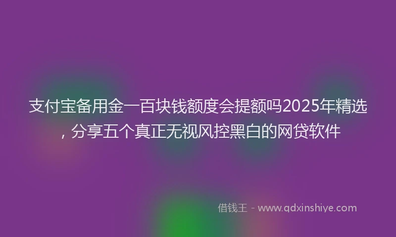 支付宝备用金一百块钱额度会提额吗2025年精选，分享五个真正无视风控黑白的网贷软件