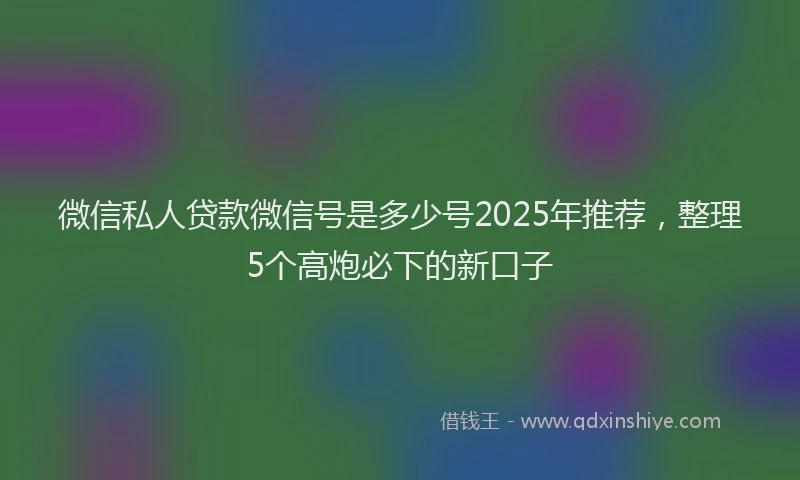 微信私人贷款微信号是多少号2025年推荐，整理5个高炮必下的新口子
