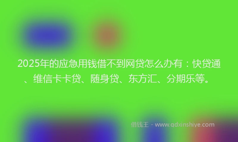 2025年的应急用钱借不到网贷怎么办有：快贷通、维信卡卡贷、随身贷、东方汇、分期乐等。