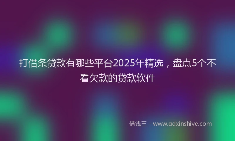 打借条贷款有哪些平台2025年精选，盘点5个不看欠款的贷款软件