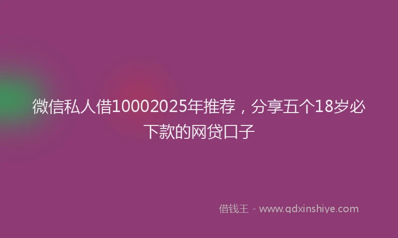 微信私人借10002025年推荐，分享五个18岁必下款的网贷口子