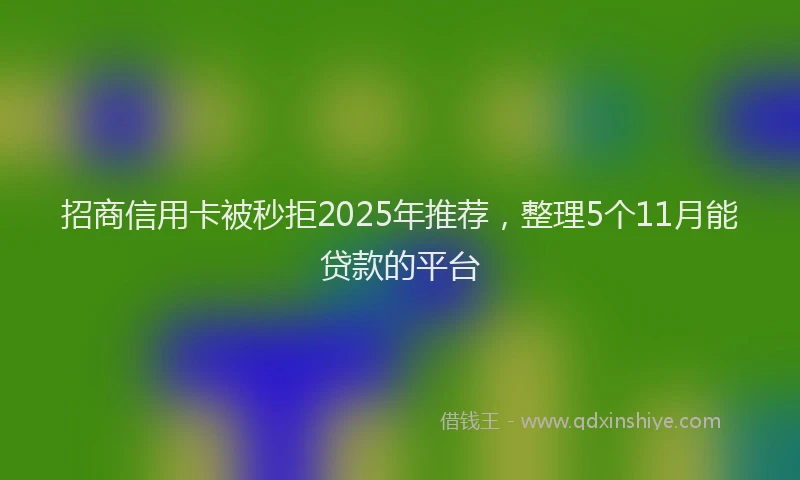招商信用卡被秒拒2025年推荐，整理5个11月能贷款的平台