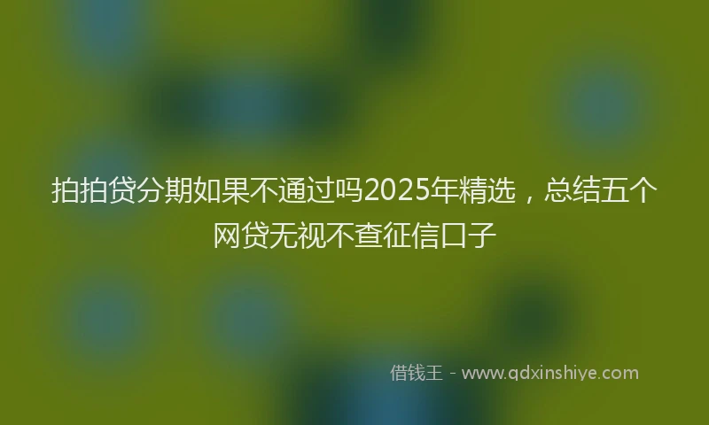 拍拍贷分期如果不通过吗2025年精选，总结五个网贷无视不查征信口子
