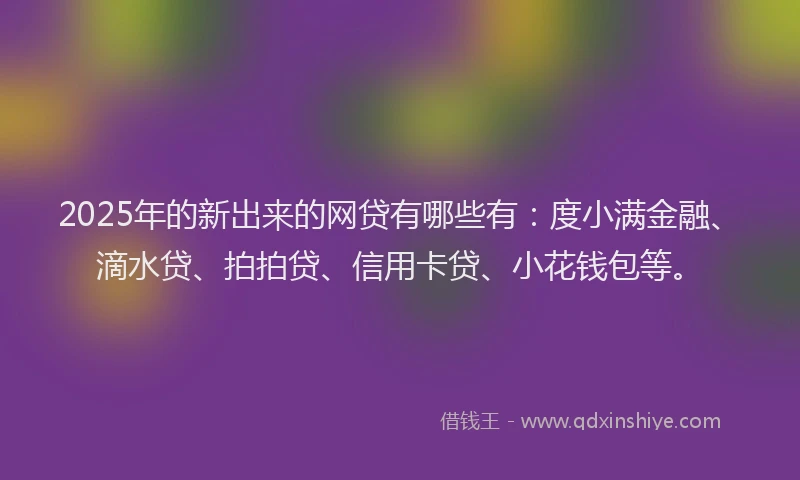 2025年的新出来的网贷有哪些有：度小满金融、滴水贷、拍拍贷、信用卡贷、小花钱包等。