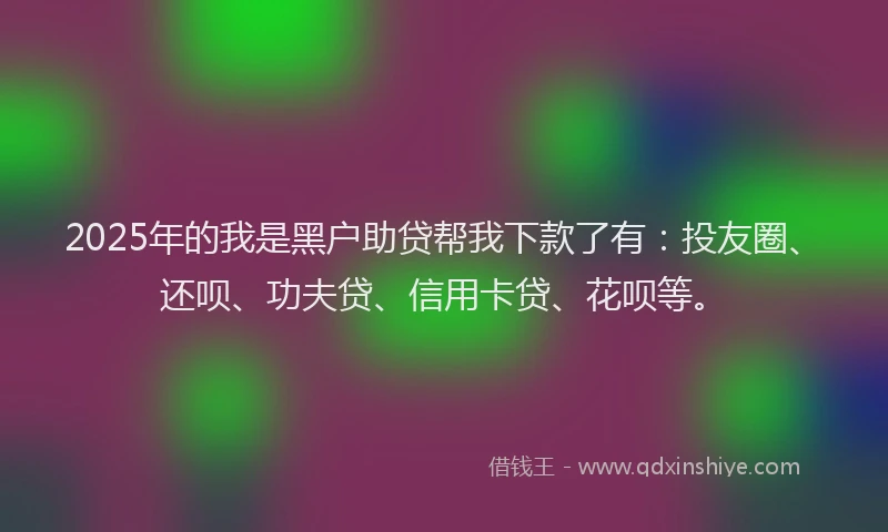 2025年的我是黑户助贷帮我下款了有：投友圈、还呗、功夫贷、信用卡贷、花呗等。