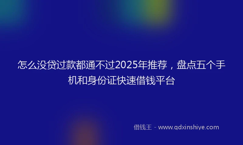 怎么没贷过款都通不过2025年推荐，盘点五个手机和身份证快速借钱平台