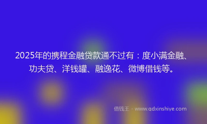 2025年的携程金融贷款通不过有：度小满金融、功夫贷、洋钱罐、融逸花、微博借钱等。