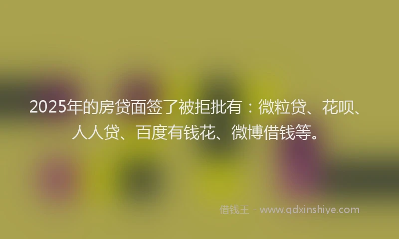 2025年的房贷面签了被拒批有：微粒贷、花呗、人人贷、百度有钱花、微博借钱等。