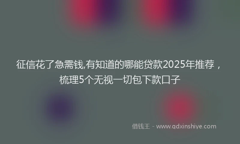征信花了急需钱,有知道的哪能贷款2025年推荐，梳理5个无视一切包下款口子