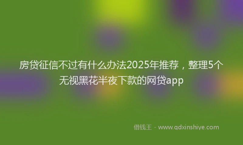 房贷征信不过有什么办法2025年推荐，整理5个无视黑花半夜下款的网贷app