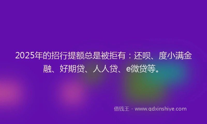 2025年的招行提额总是被拒有：还呗、度小满金融、好期贷、人人贷、e微贷等。