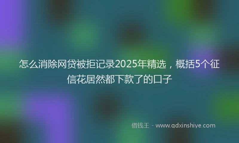怎么消除网贷被拒记录2025年精选，概括5个征信花居然都下款了的口子