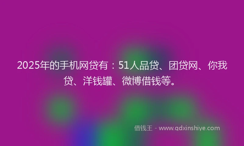 2025年的手机网贷有：51人品贷、团贷网、你我贷、洋钱罐、微博借钱等。