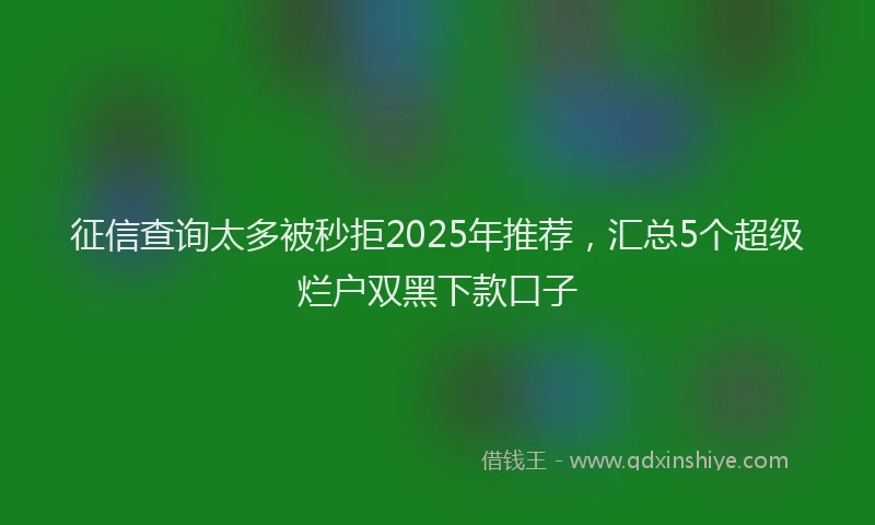 征信查询太多被秒拒2025年推荐，汇总5个超级烂户双黑下款口子