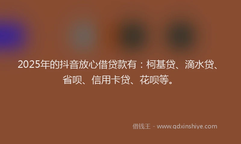 2025年的抖音放心借贷款有：柯基贷、滴水贷、省呗、信用卡贷、花呗等。