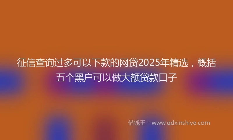 征信查询过多可以下款的网贷2025年精选，概括五个黑户可以做大额贷款口子