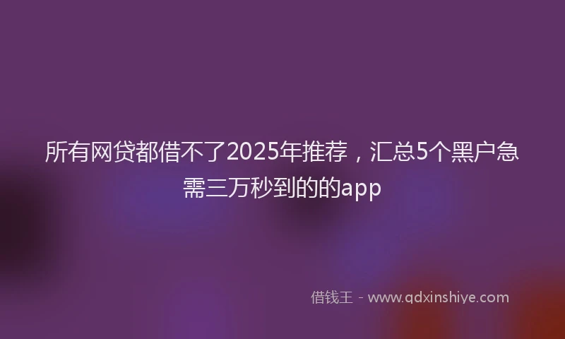 所有网贷都借不了2025年推荐，汇总5个黑户急需三万秒到的的app