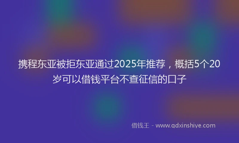 携程东亚被拒东亚通过2025年推荐，概括5个20岁可以借钱平台不查征信的口子